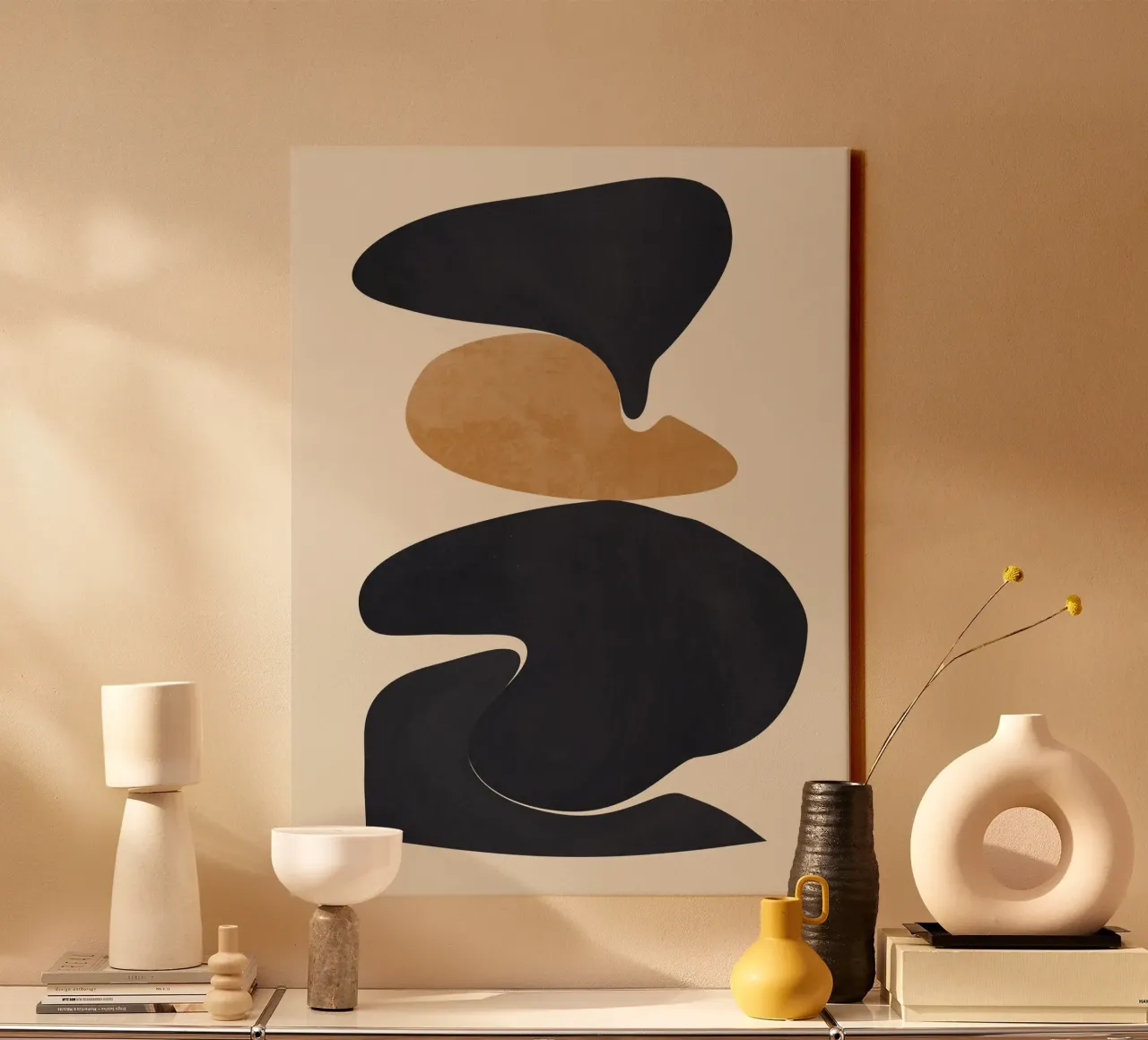 Modern Abstract Shapes 115 canvas with Floater frame by ThingDesign