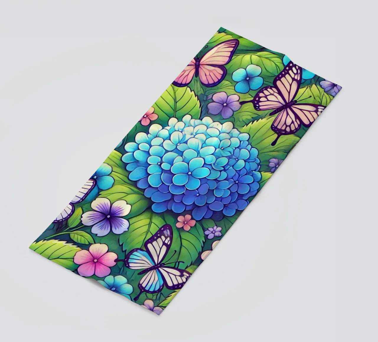 Hydrangea Harmony and Butterfly beach towel by Organic Aesthetics