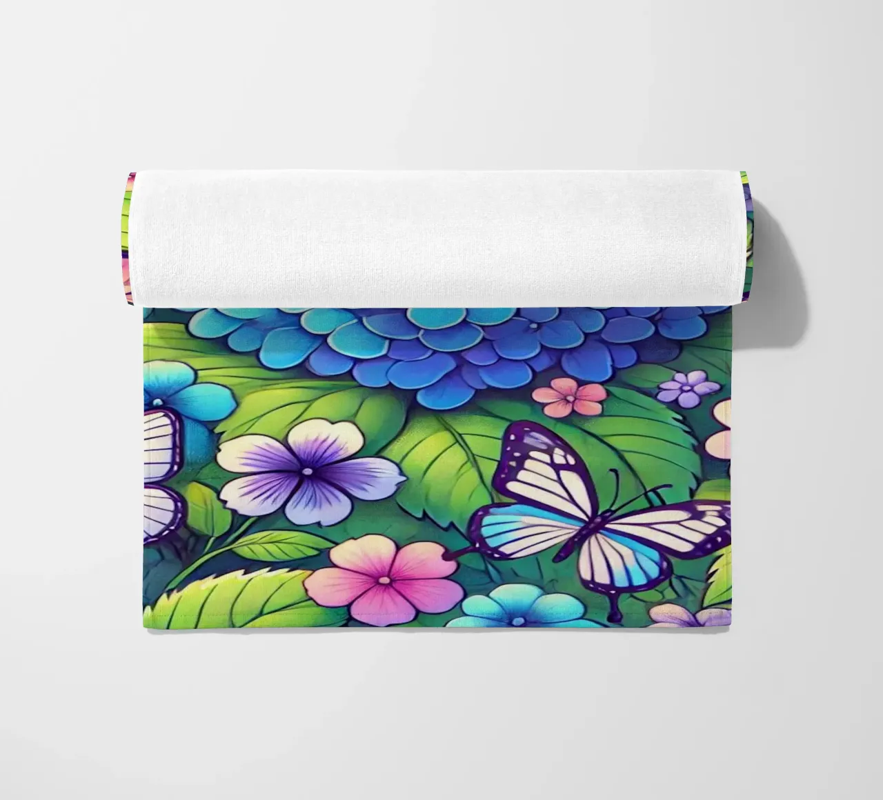 Hydrangea Harmony and Butterfly beach towel by Organic Aesthetics