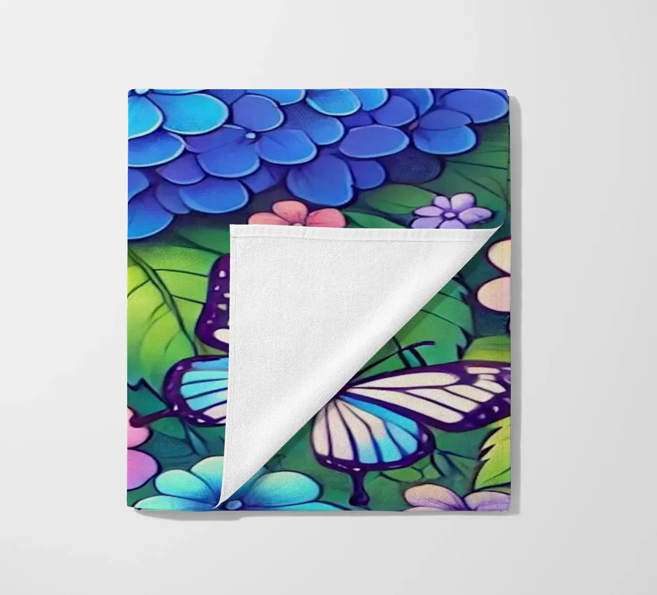 Hydrangea Harmony and Butterfly beach towel by Organic Aesthetics