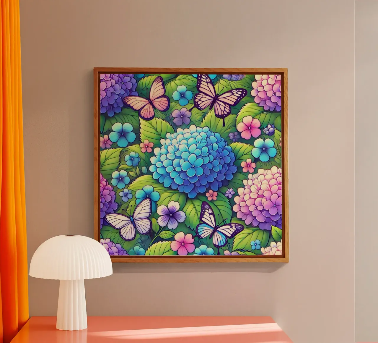 Hydrangea Harmony and Butterfly acrylic glass by Organic Aesthetics