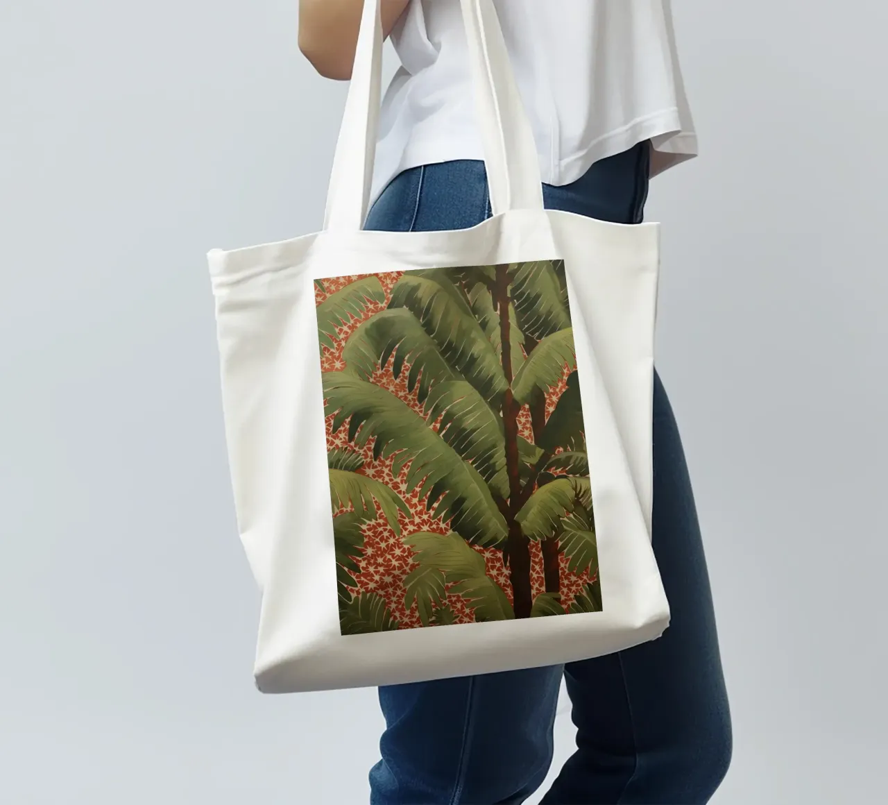 Summery palm flora tote bag by Carinaprint