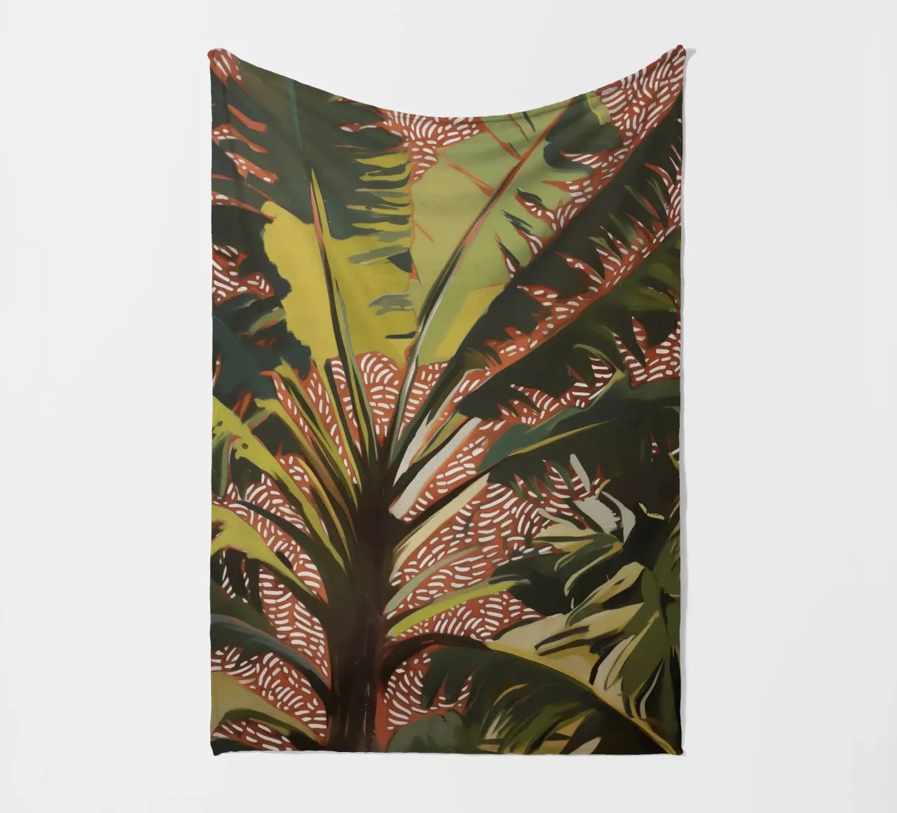 Nature Palm trees in the wind fleece blanket by Carinaprint