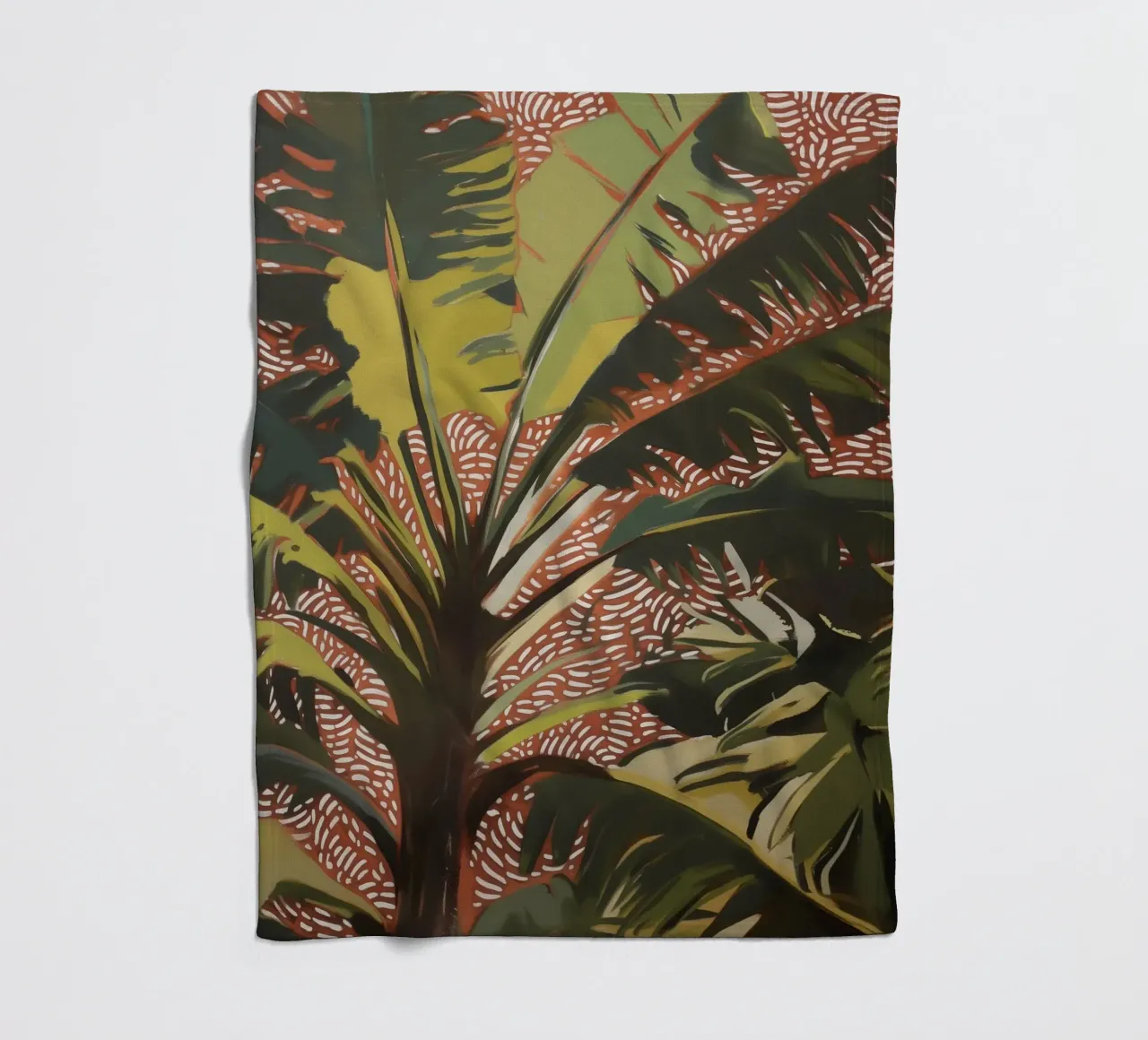 Nature Palm trees in the wind fleece blanket by Carinaprint