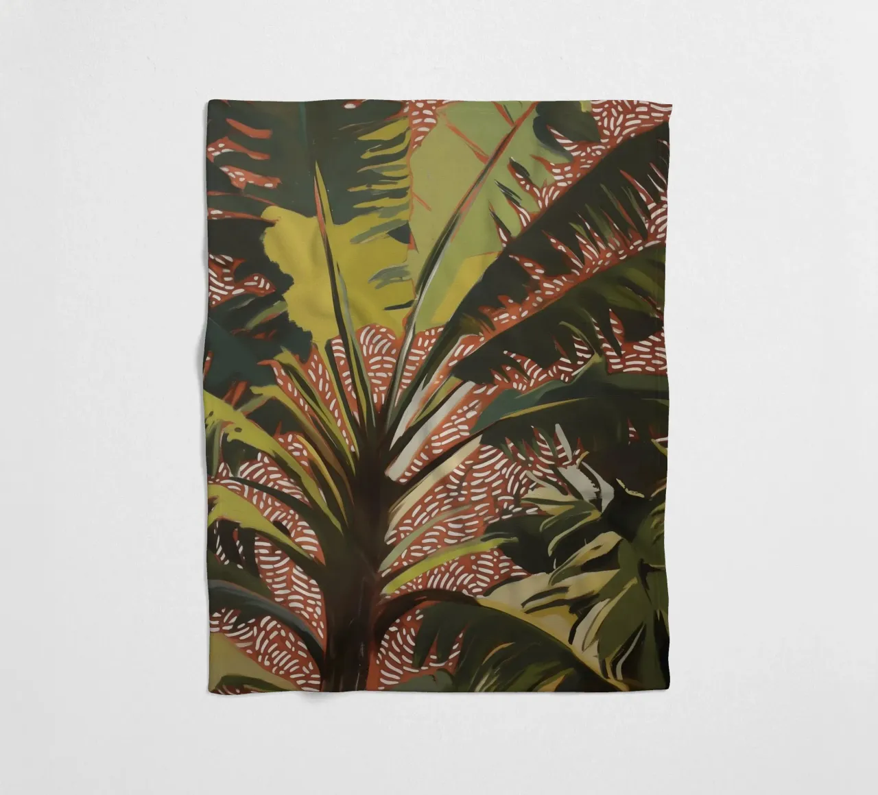 Nature Palm trees in the wind fleece blanket by Carinaprint