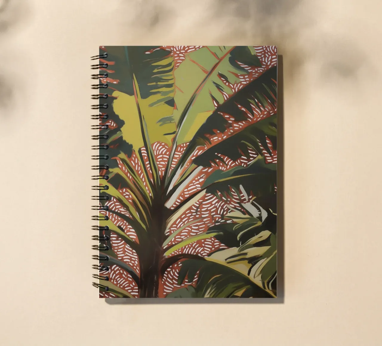Nature Palm trees in the wind spiral notebook by Carinaprint