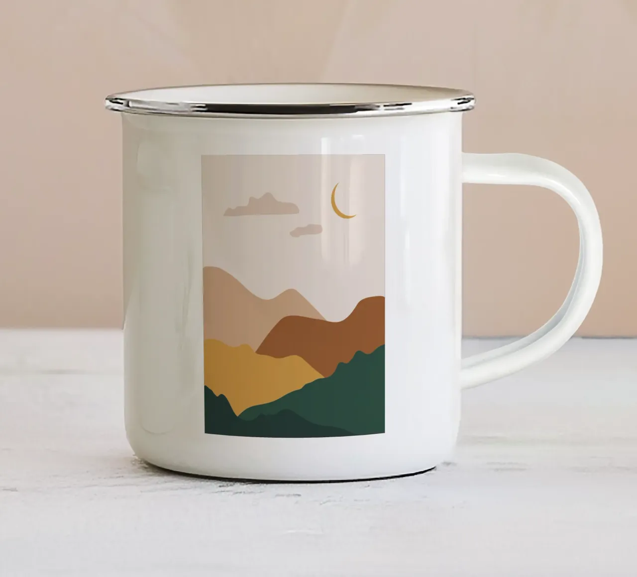 Paesaggio di metà secolo tazza in smalto da IamHomeStudio
