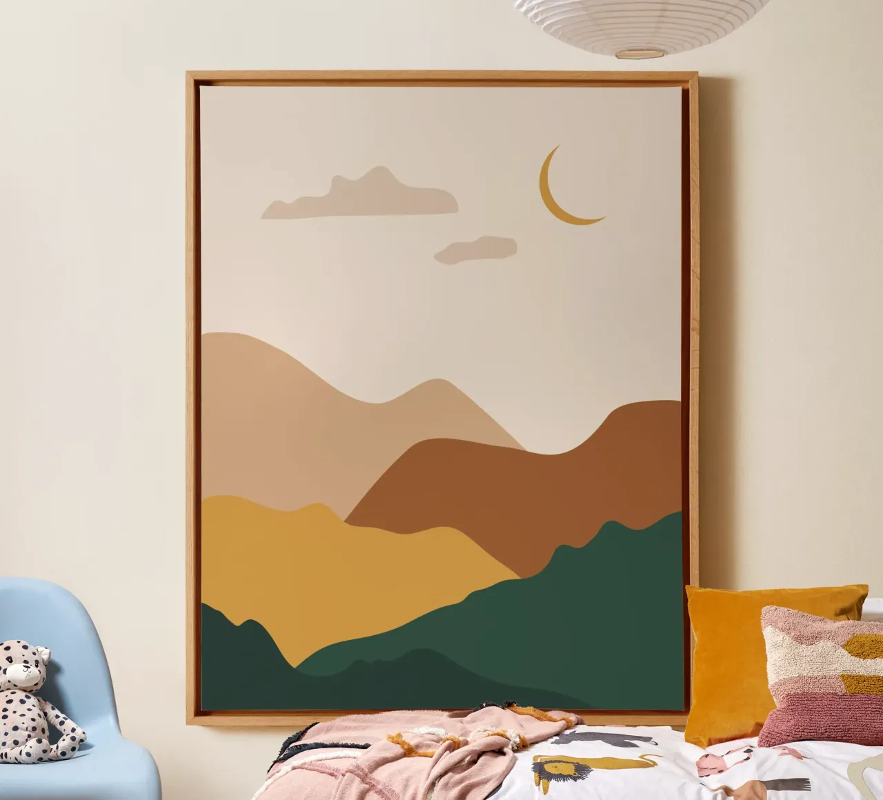 Paesaggio di metà secolo tela con Cornice a cassetta da IamHomeStudio