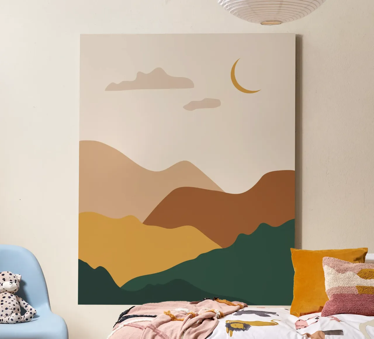 Paesaggio di metà secolo tela con Cornice a cassetta da IamHomeStudio
