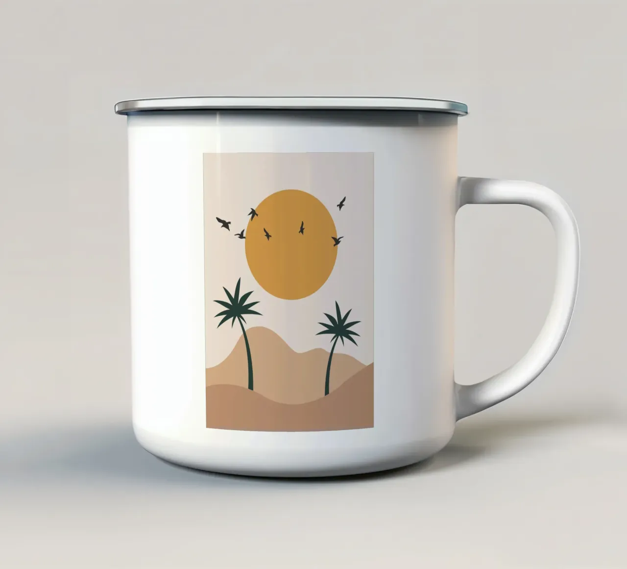 Paesaggio neutro di metà secolo tazza in smalto da IamHomeStudio