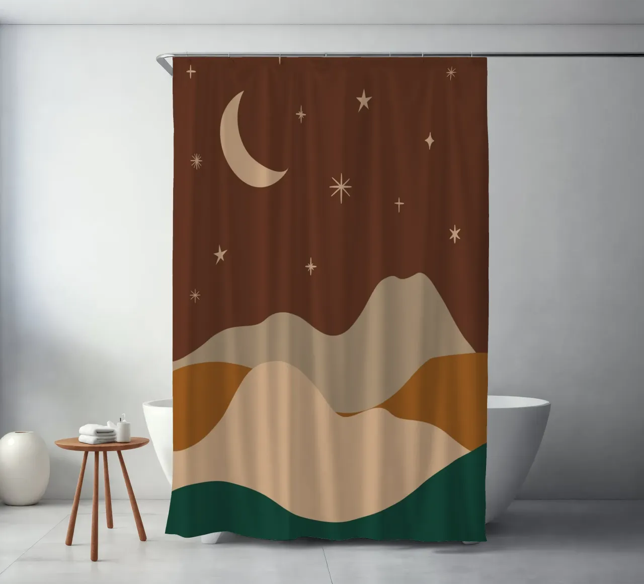 Paesaggio notturno Boho tenda da doccia da IamHomeStudio