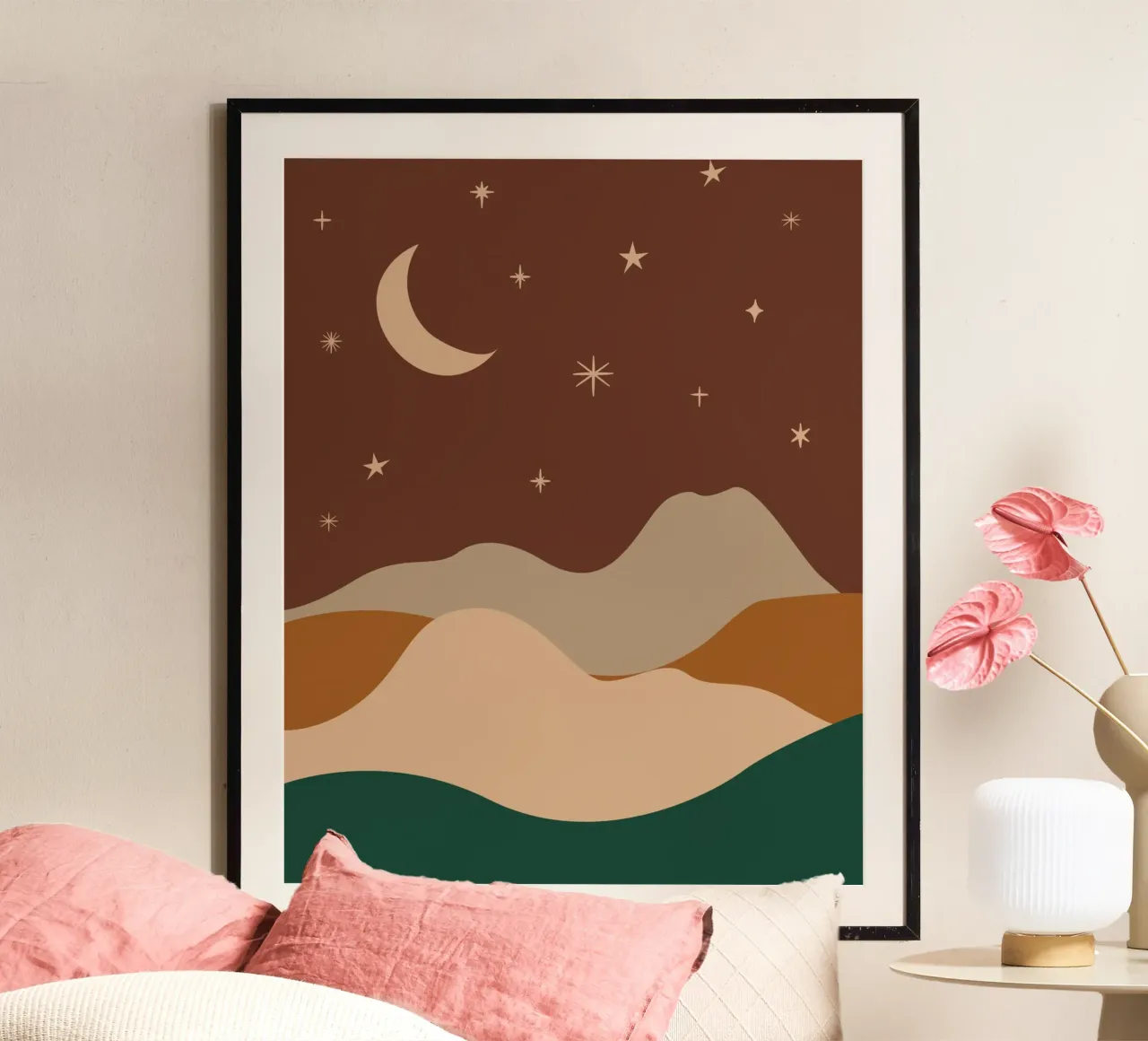 Paesaggio notturno Boho carta hahnemühle da IamHomeStudio