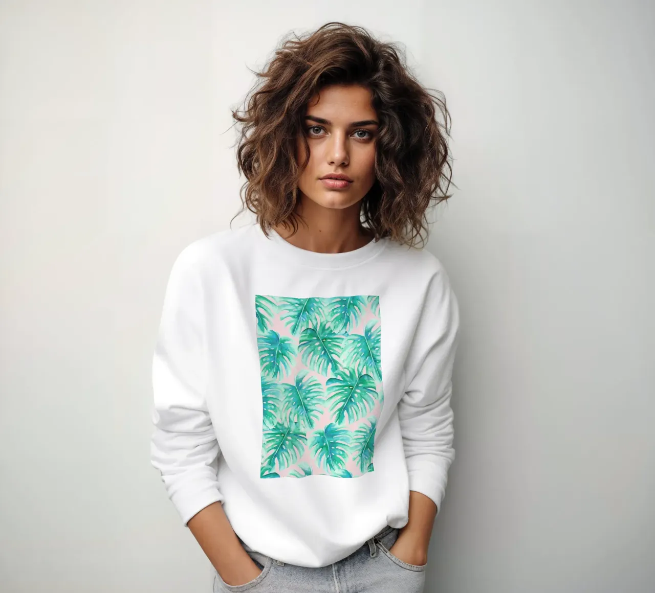 Paradise Palm Blush felpa da Jacqueline Maldonado