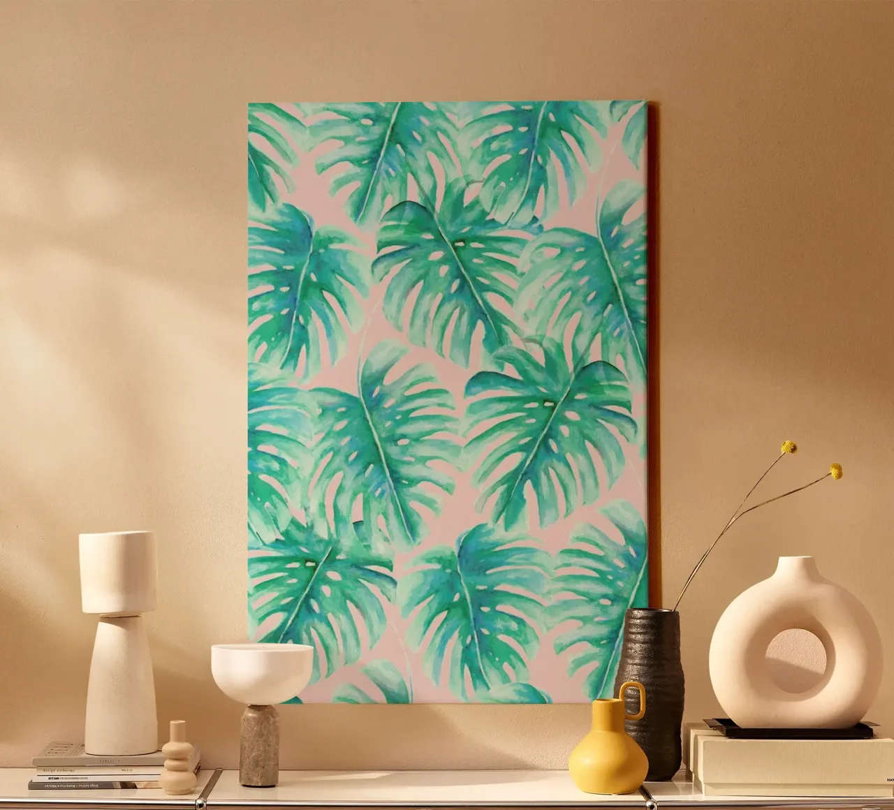 Paradise Palm Blush tela con Cornice a cassetta da Jacqueline Maldonado