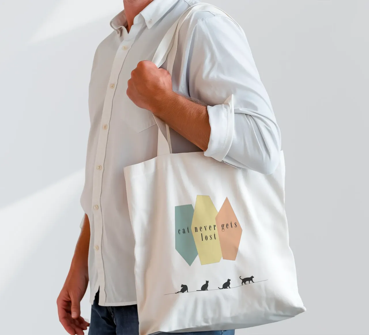 cat never gets lost borsa in juta da natural neutral