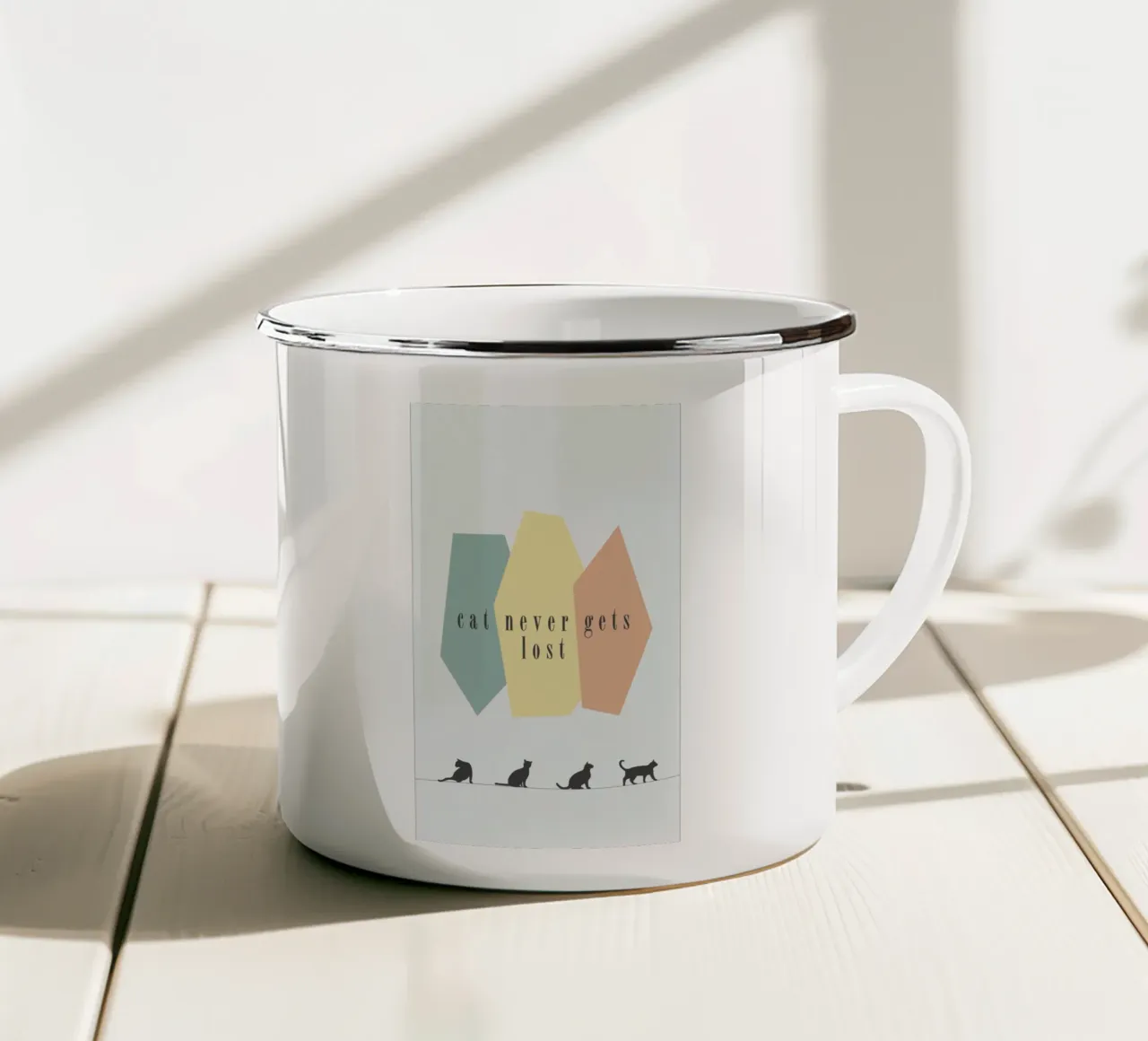 cat never gets lost tazza in smalto da natural neutral
