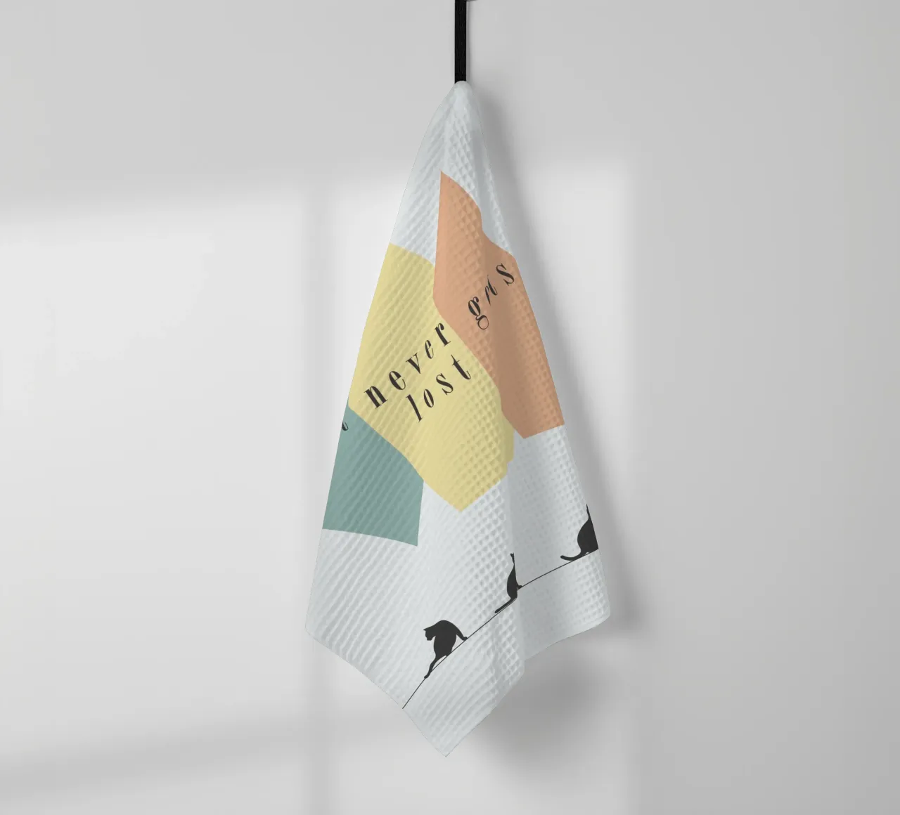 cat never gets lost canovaccio da cucina da natural neutral