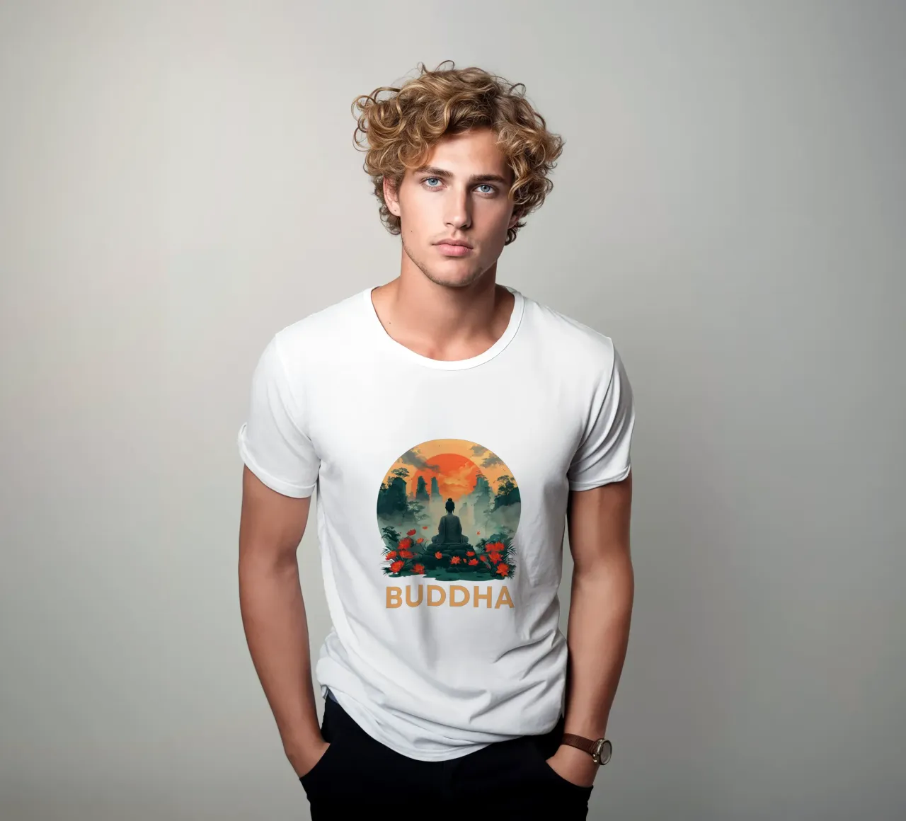 Buddha "bagliore illuminato t-shirt da Nikis Art Studio