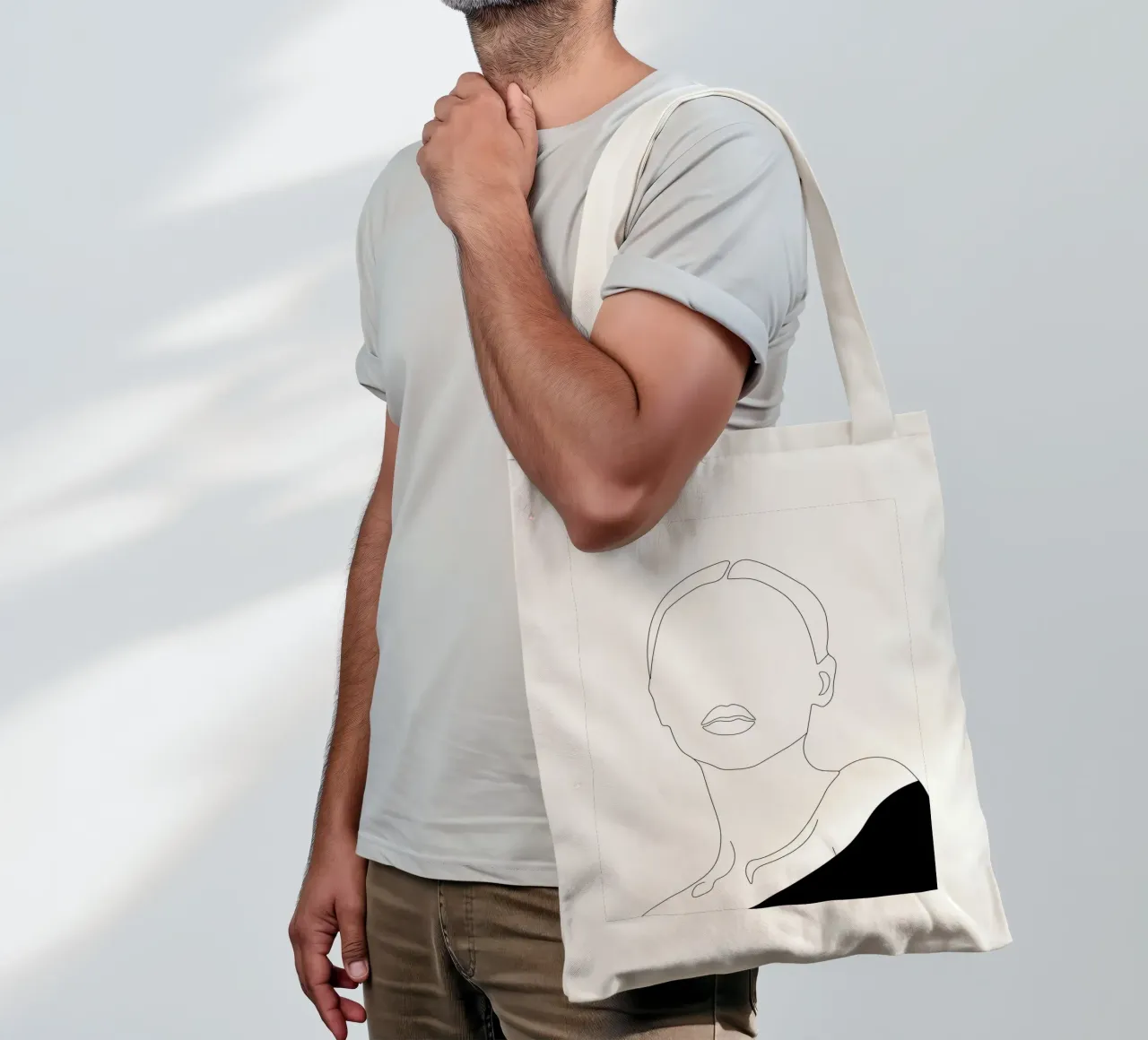 Woman minimal line art tote bag by Urban Art Draw