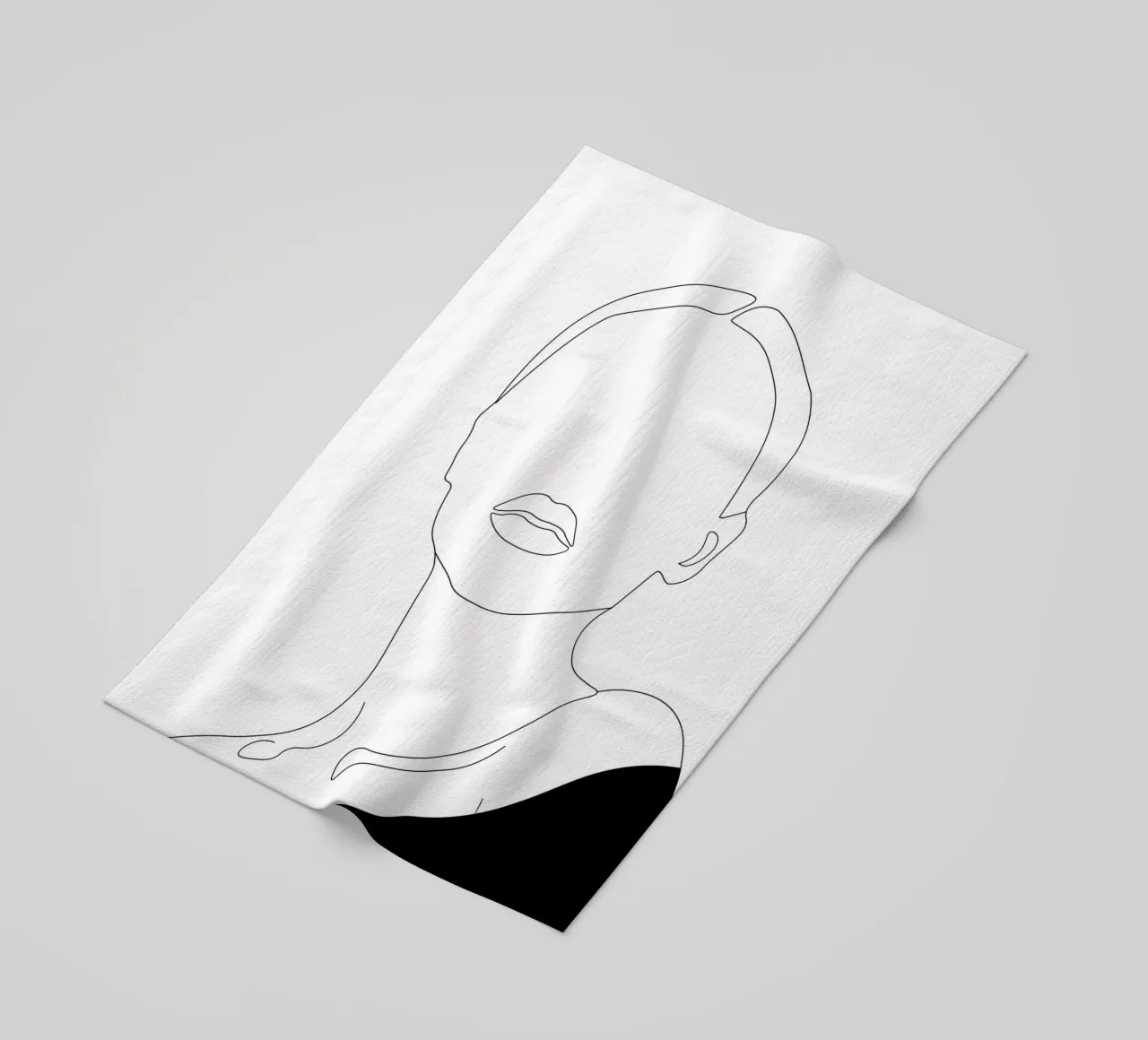 Line art minimale di donna telo mare da Urban Art Draw