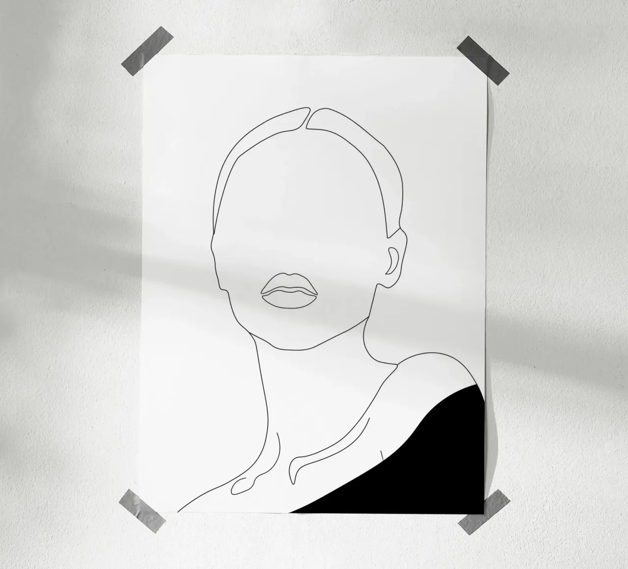 Line art minimale di donna carta hahnemühle da Urban Art Draw