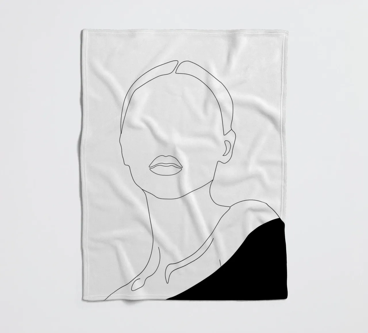 Woman minimal line art fleece blanket by Urban Art Draw