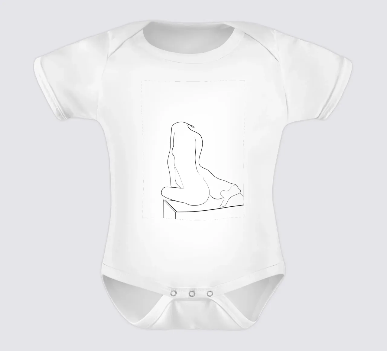Nude woman minima line art short-sleeve baby romper by Urban Art Draw