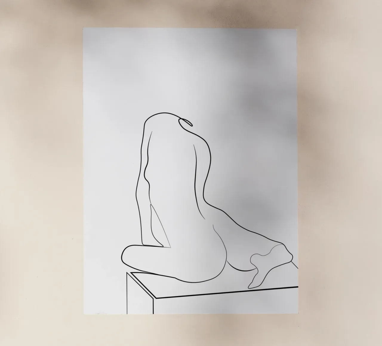 Nude woman minima line art backlit film by Urban Art Draw