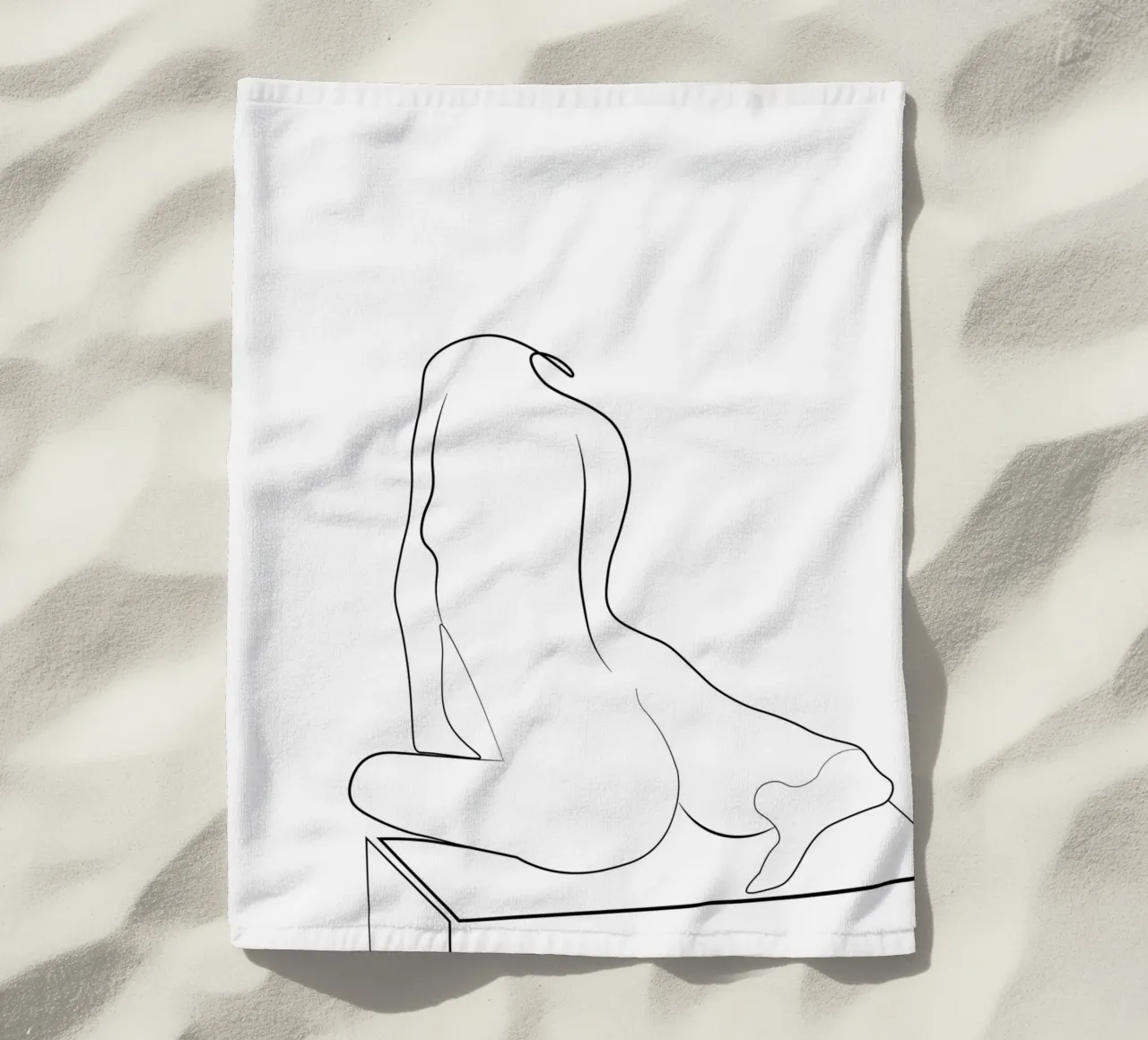 Nudo di donna minima line art telo mare da Urban Art Draw