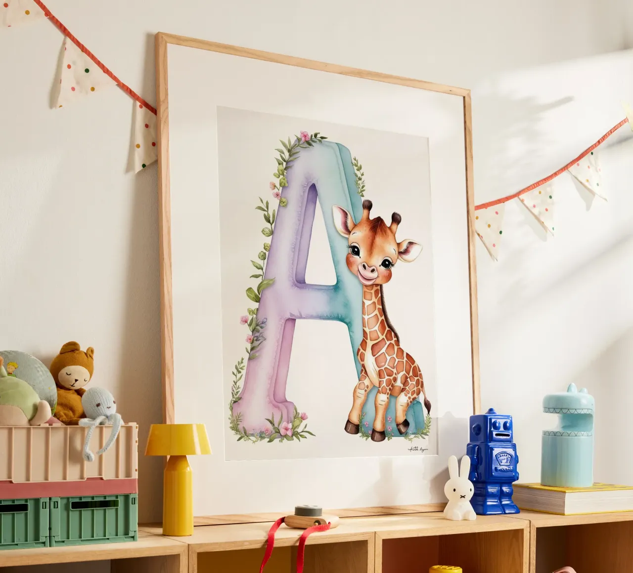 Lettera A Girrafe bambini poster da Kids zone