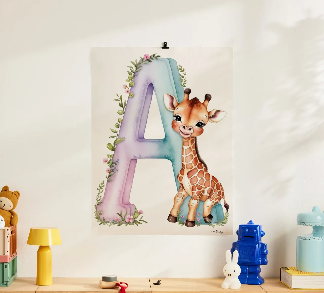 Lettera A Girrafe bambini poster da Kids zone