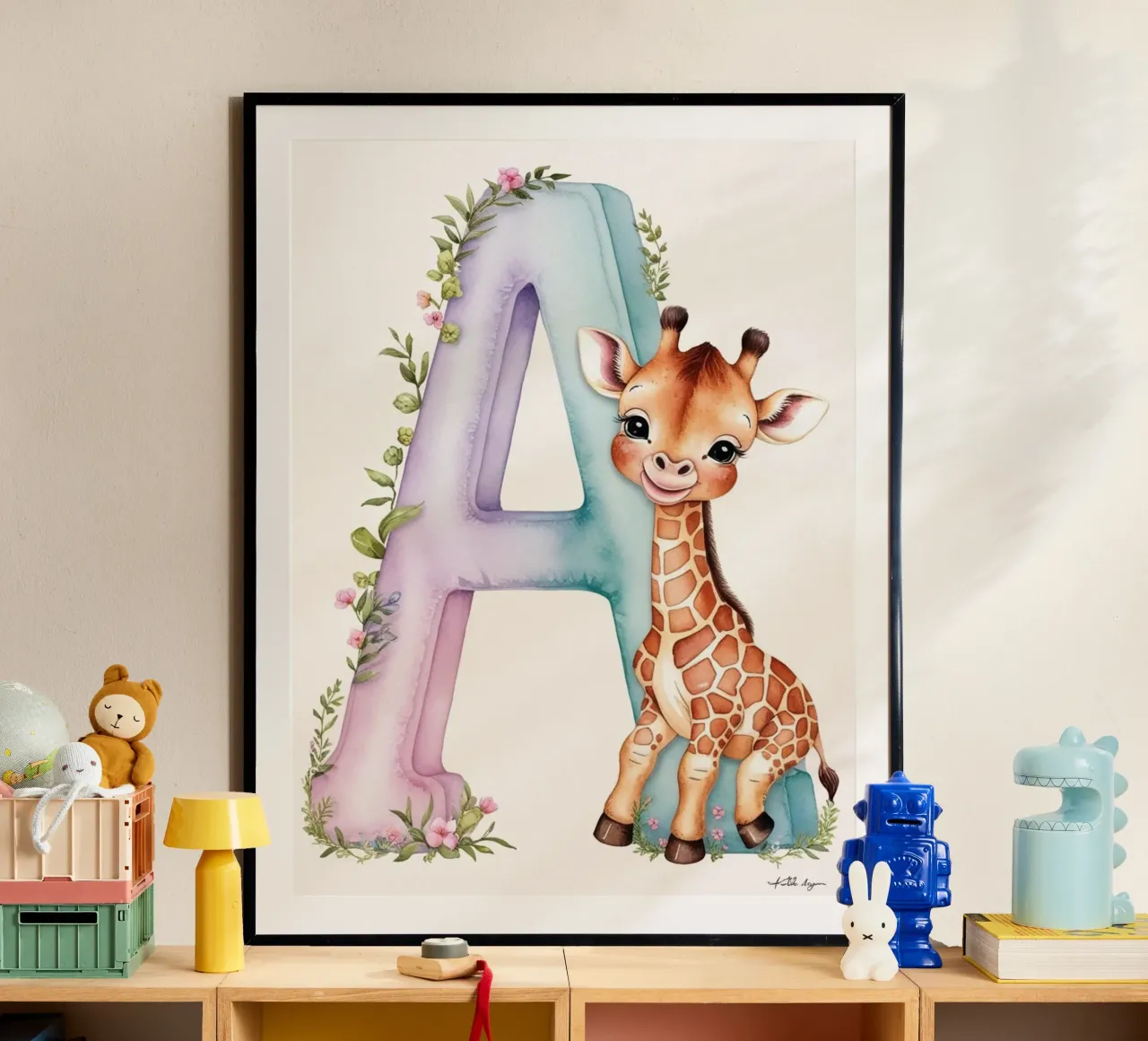 Lettera A Girrafe bambini poster da Kids zone