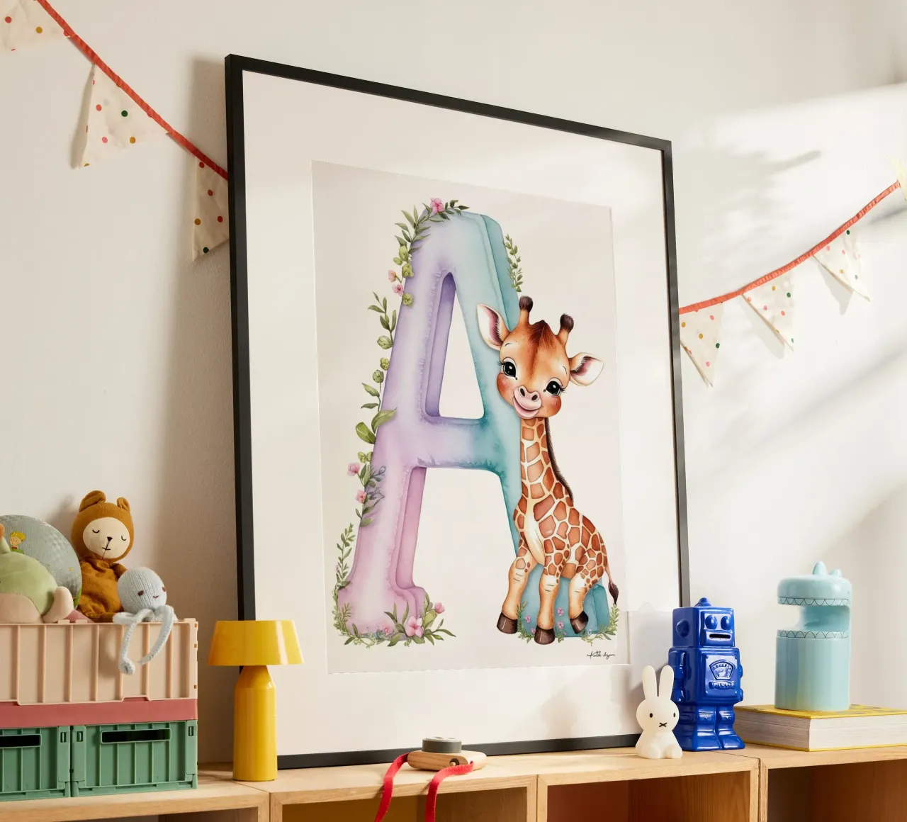 Lettera A Girrafe bambini poster da Kids zone