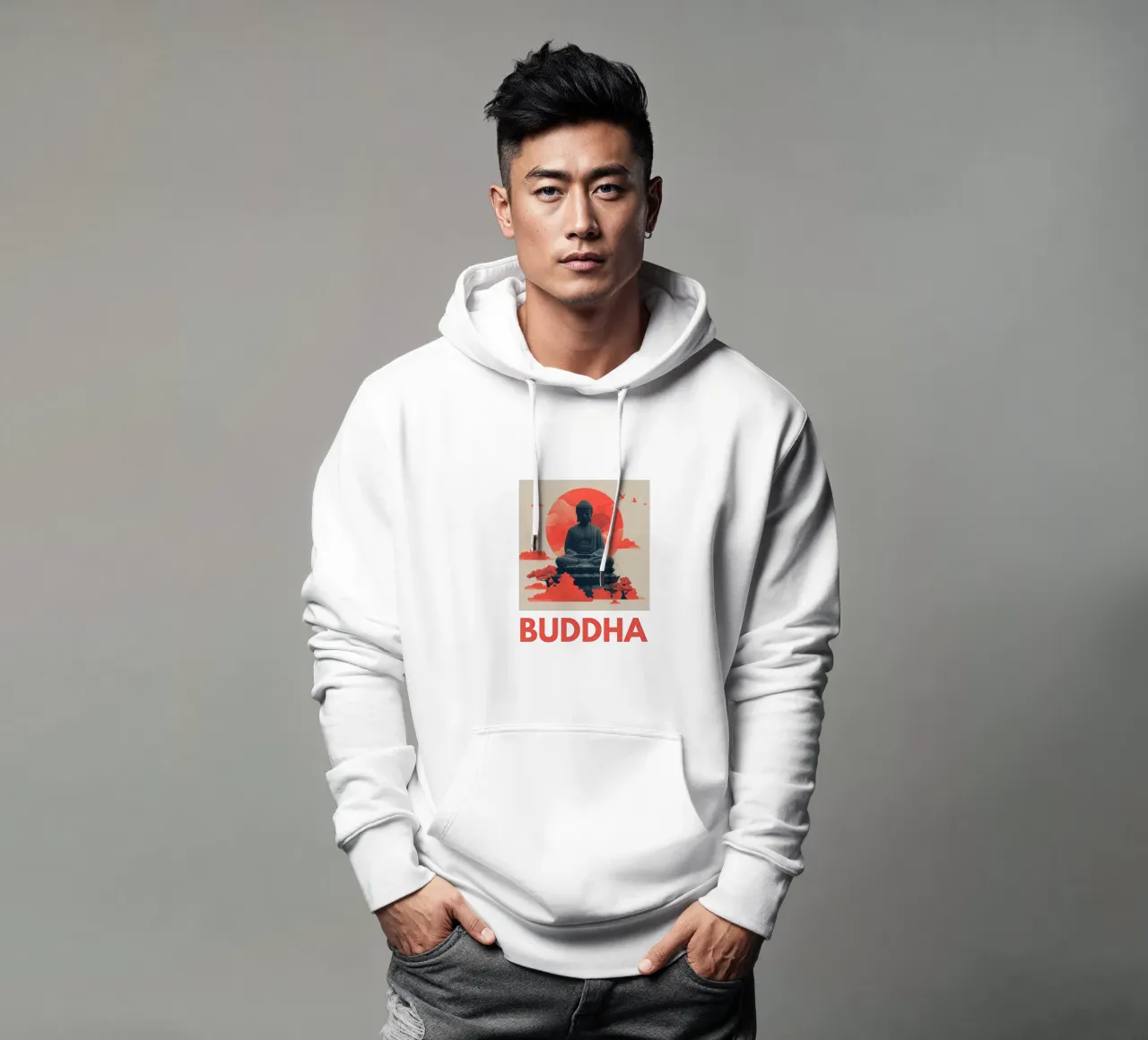 Buddha - Wisdom in Stillness felpa con cappuccio da Nikis Art Studio