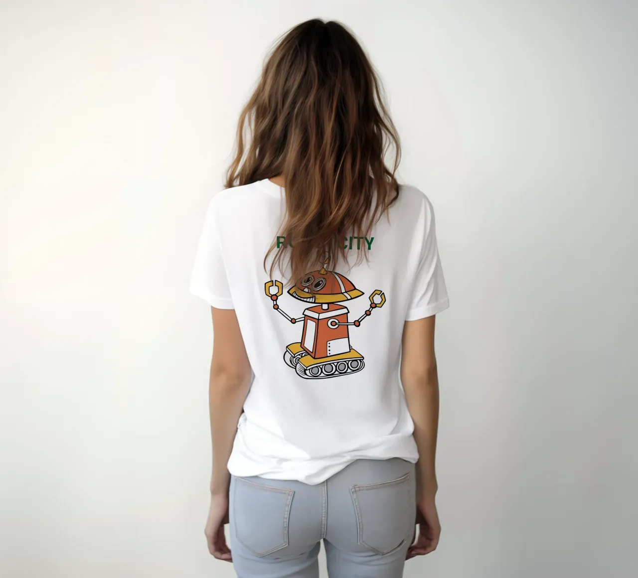 Logo RobotCity: Robot futuristico a cartoni animati t-shirt da ComfyCouture