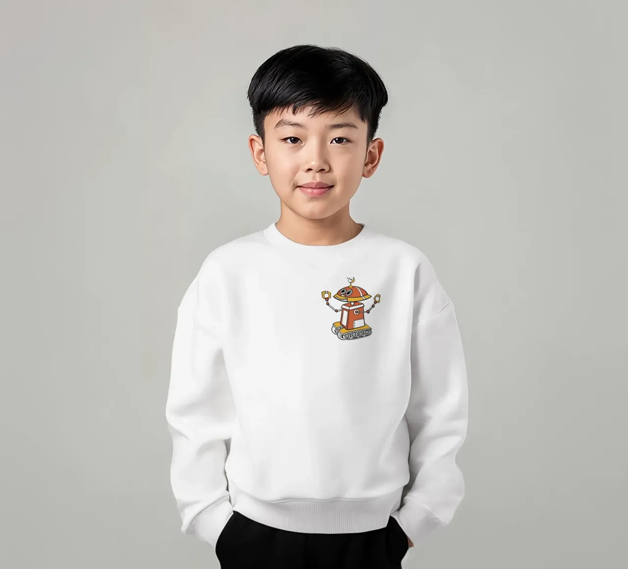Logo RobotCity: Robot futuristico a cartoni animati felpa bambino da ComfyCouture