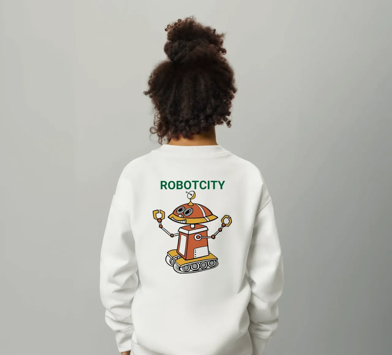 Logo RobotCity: Robot futuristico a cartoni animati felpa bambino da ComfyCouture