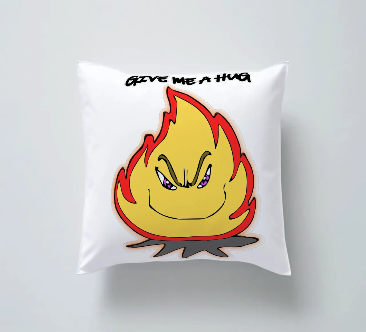 Cartone animato divertente Fuoco abbracciami cuscino da sillyindustries