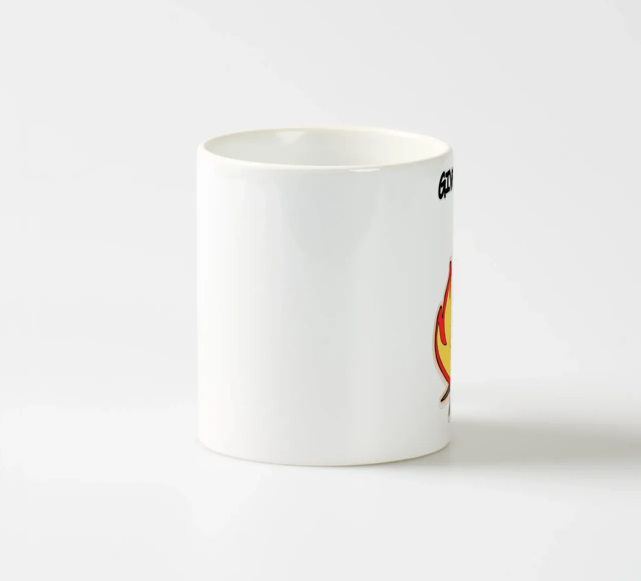 Cartone animato divertente Fuoco abbracciami tazza in ceramica da sillyindustries