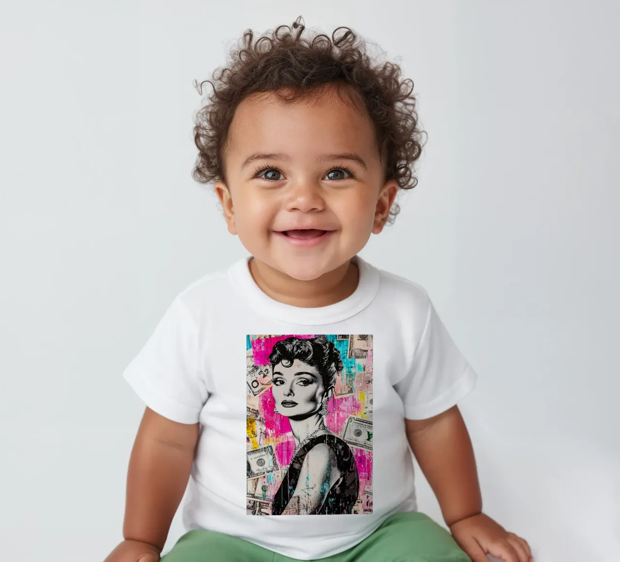 Audrey Hepburn maglietta neonato da FreeArtStudio