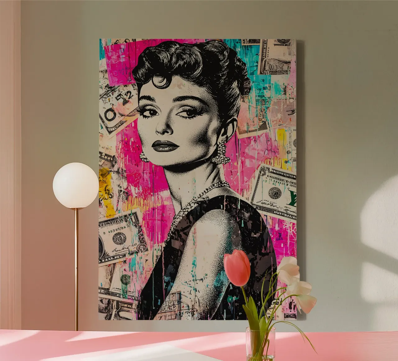 Audrey Hepburn tela con Cornice a cassetta da FreeArtStudio