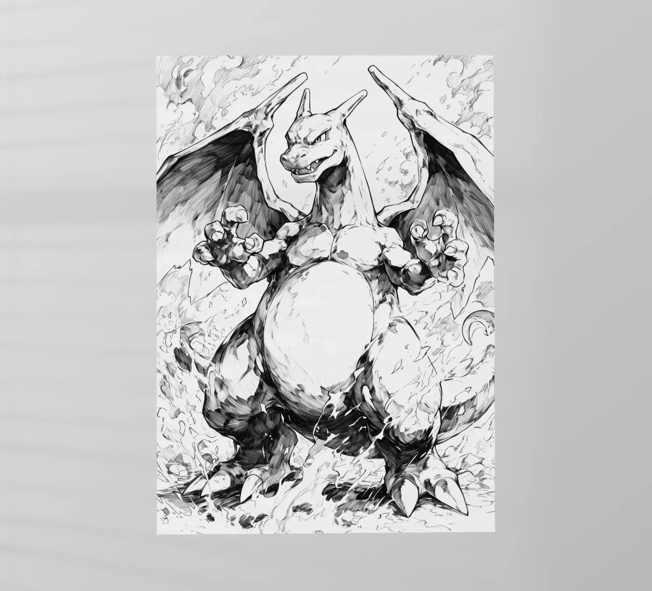 Charizard black and white pellicola backlit da CreativeStudio