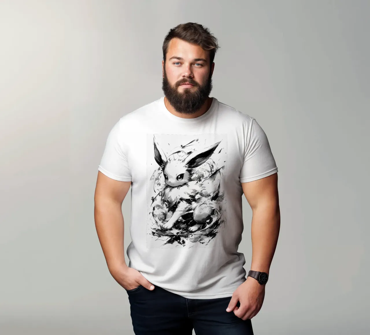 eevee black and white t-shirt da CreativeStudio