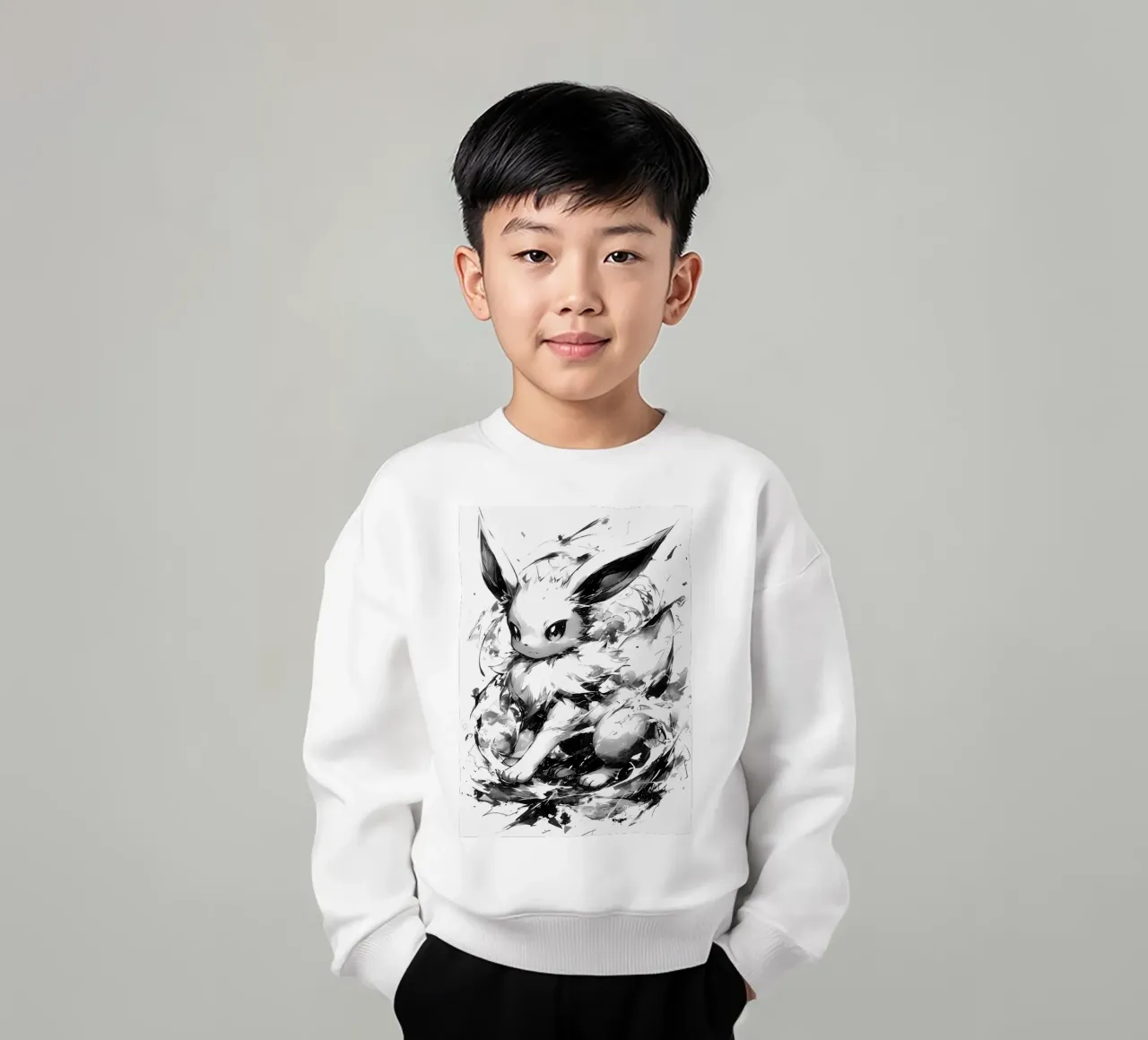 eevee black and white felpa bambino da CreativeStudio