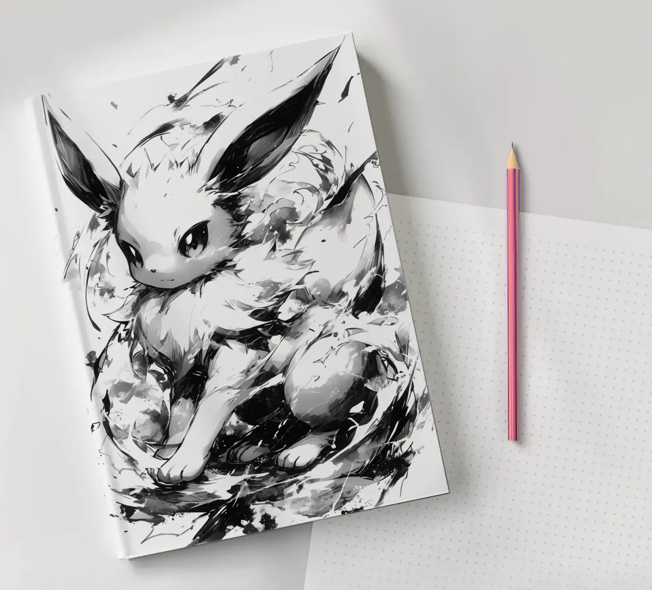eevee black and white notebook by CreativeStudio