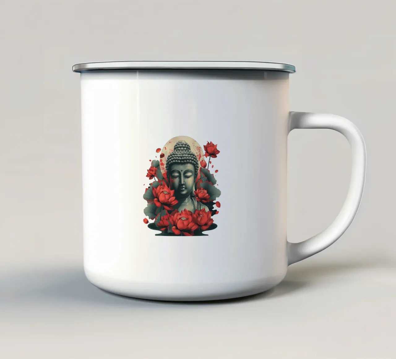 Buddha - La radiosità della pace interiore tazza in smalto da Nikis Art Studio