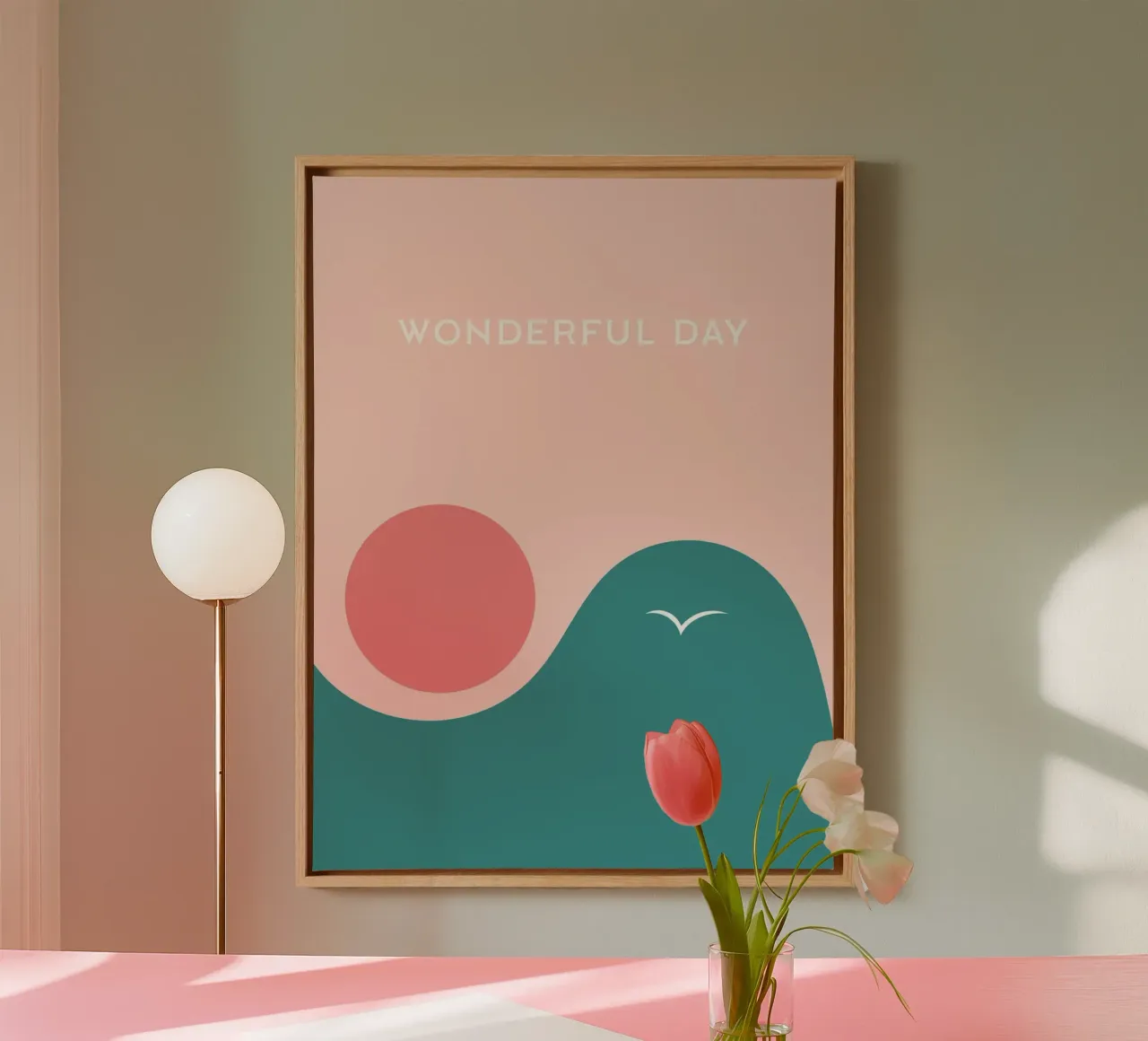WONDERFUL DAY tela con Cornice a cassetta da natural neutral