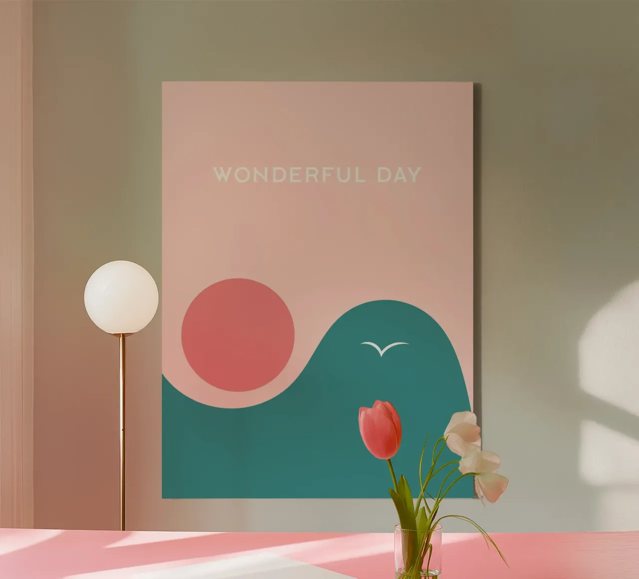 WONDERFUL DAY tela con Cornice a cassetta da natural neutral