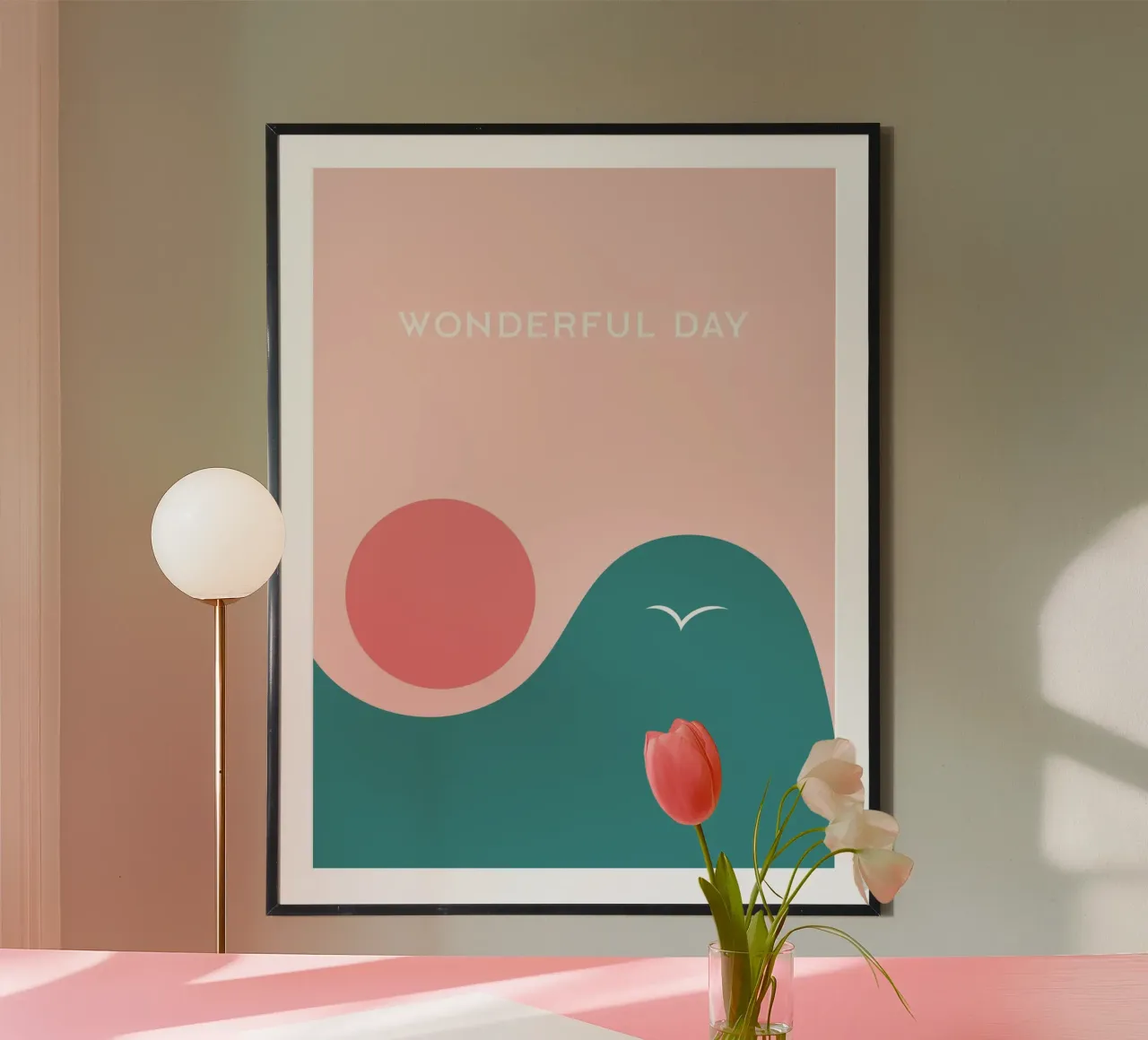 WONDERFUL DAY poster con telaio in plastica da natural neutral