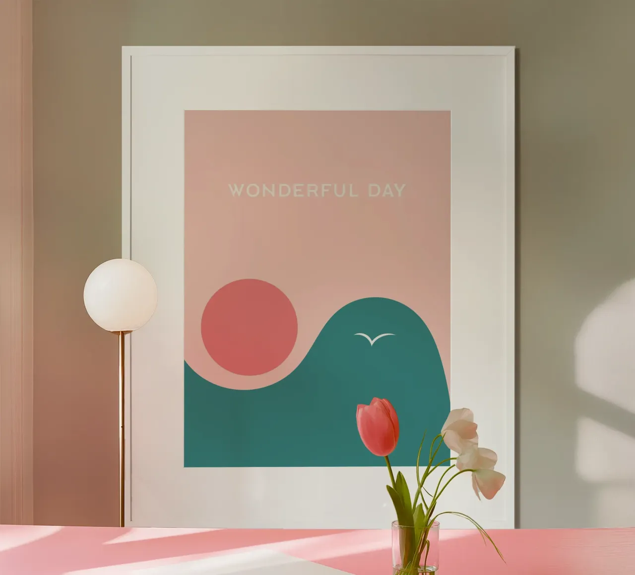 WONDERFUL DAY poster con telaio in plastica da natural neutral